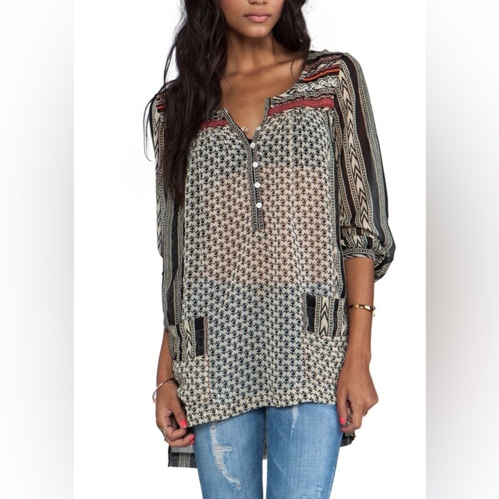 Free People Feather in the Wind sheer tunic blouse sz M